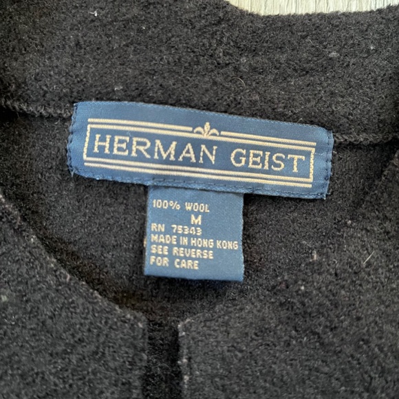 Herman Geist Vintage Wool Cardigan Sweater Jacket Button Pockets M gray - Picture 4 of 7